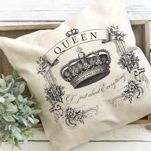 Queen of Everything Pillow Cover, IndoorOutdoor - Picture 2 of 3